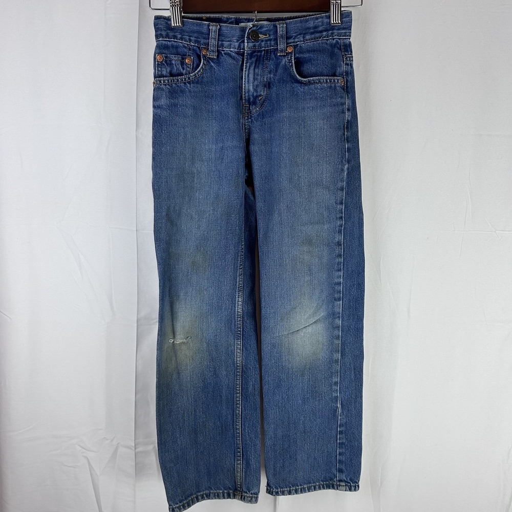 Levis 550 Jeans Boys 10 Slim Blue Relaxed Fit Distressed Stains W23 L25 Denim